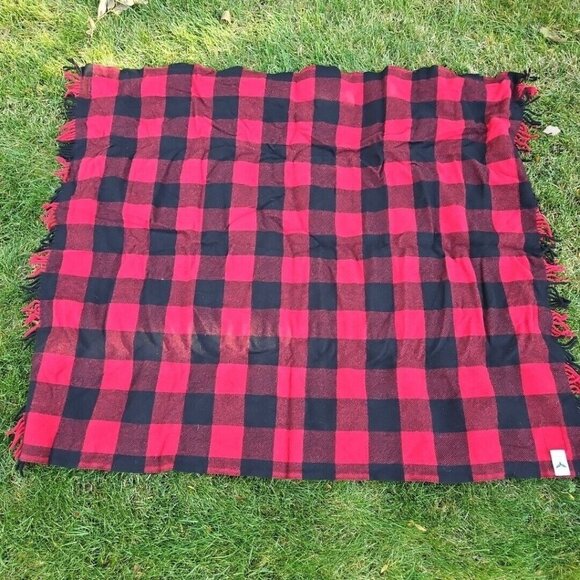 Pendleton Mosier Motor Robe Blanket Fringed Red Buffalo Plaid Wool Leather Strap - Picture 12 of 13